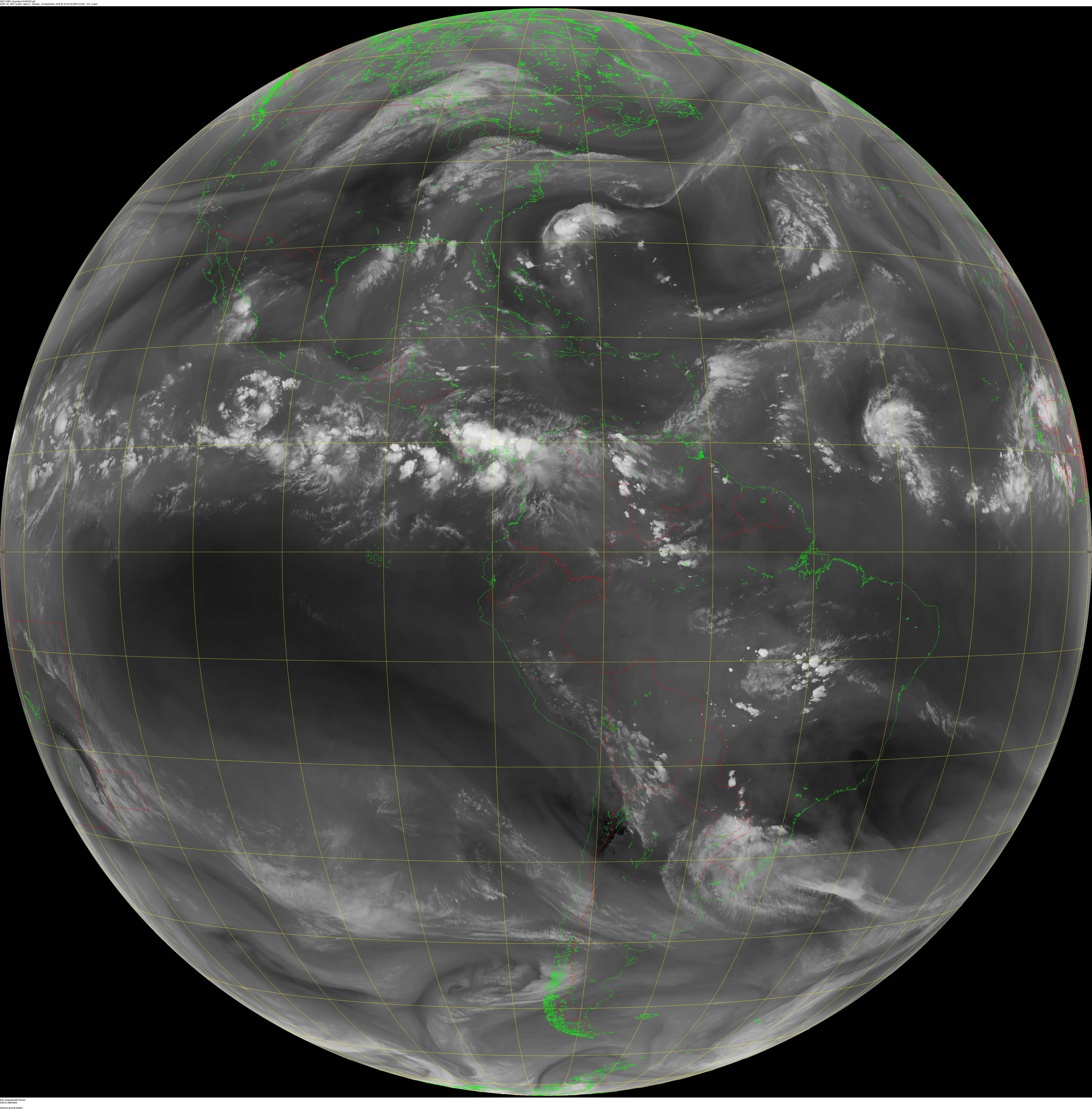 GOES-16 Water Vapor Band 9 Full Disk Imagery